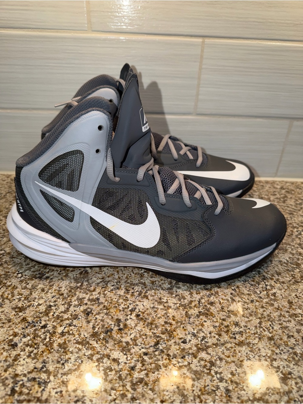 Nike Gray and White High-Top Training Sneakers